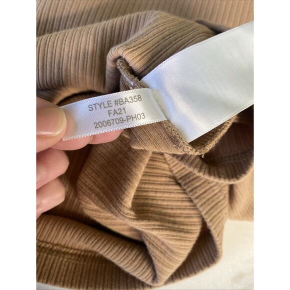 J.CREW Shirt Womens XS Tan Cotton Blend Ribbed Mock Neck Long Sleeve Pullover - Picture 6 of 7
